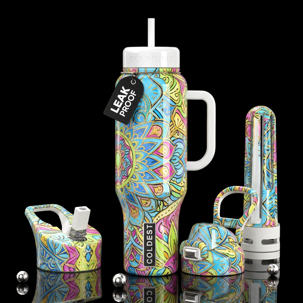 Electric Blooms water bottle design