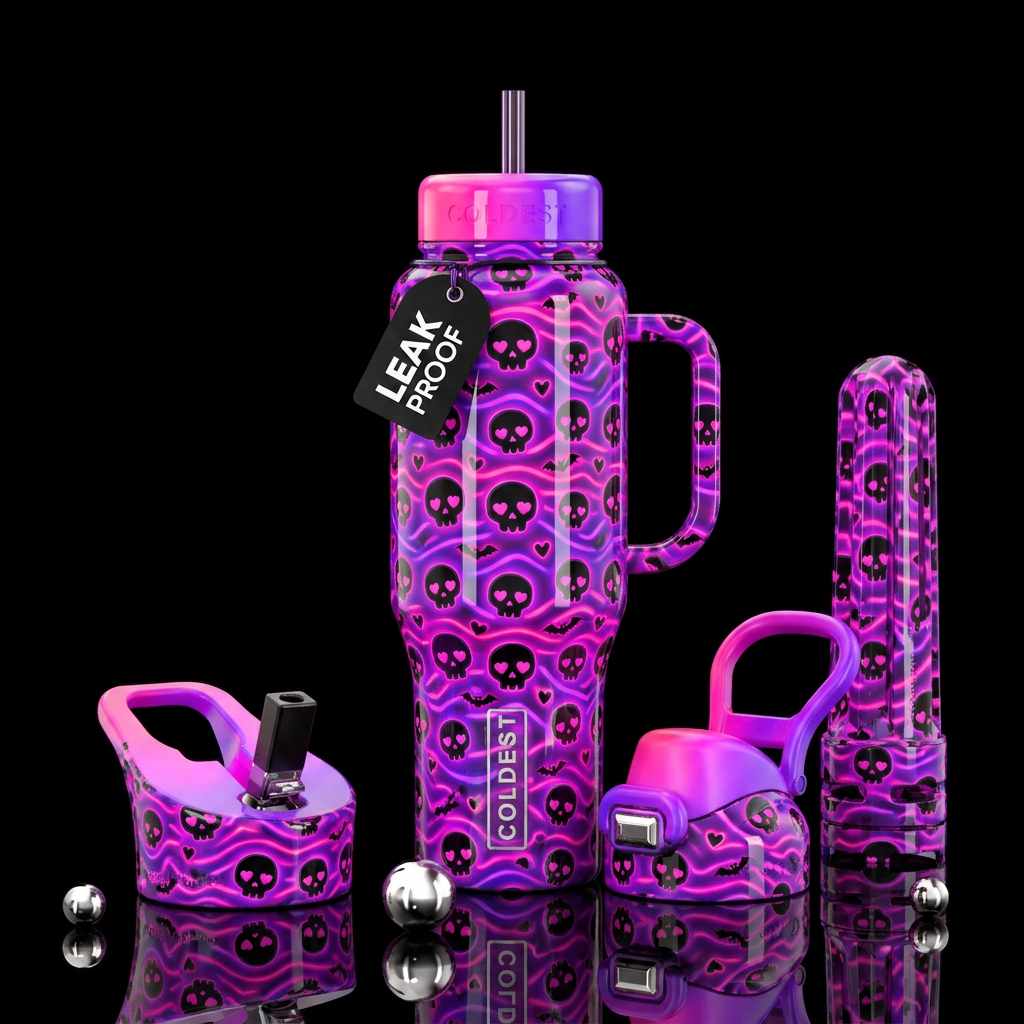 Karmic Skulls water bottle design