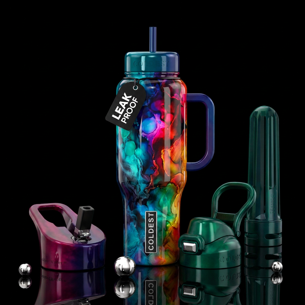 Ink stained water bottle design