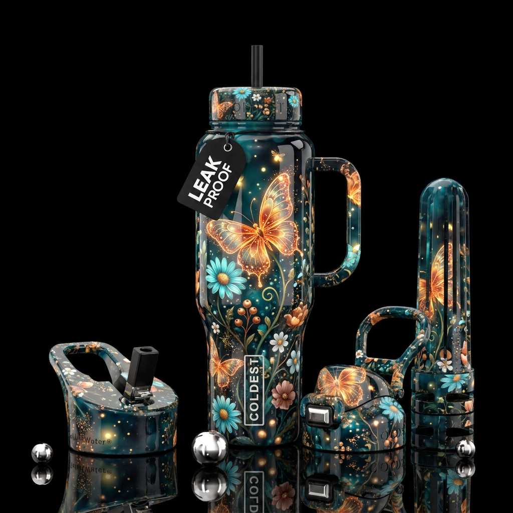 Glowie Garden Flutters water bottle design