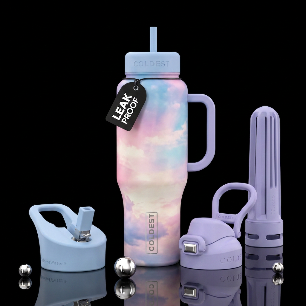 Pastel skies water bottle design