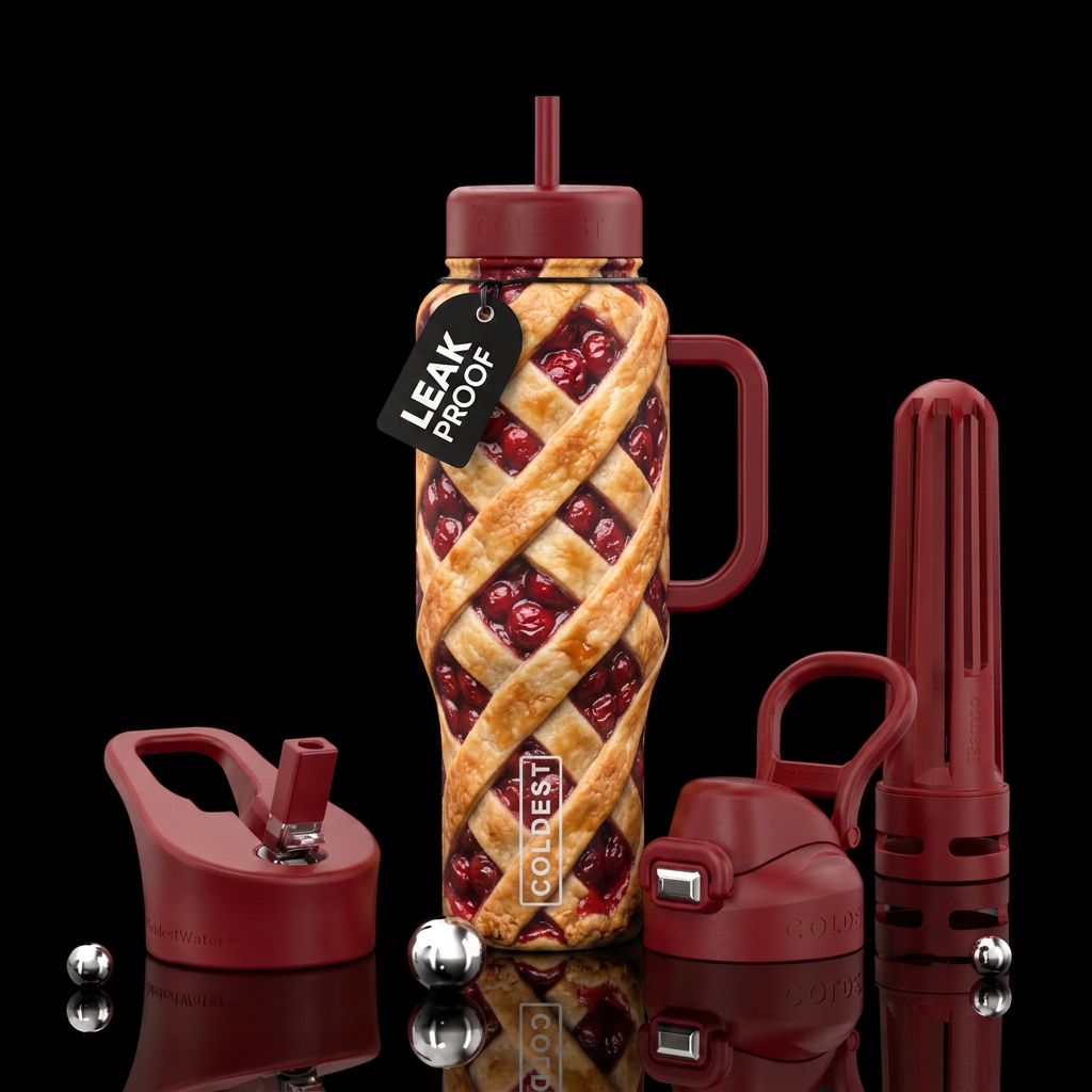 Cherry pie water bottle design