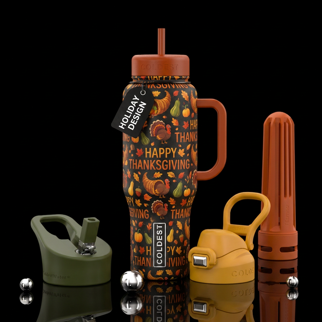 Happy Thanksgiving water bottle design