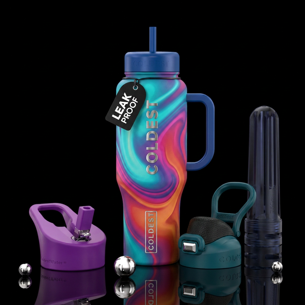 Gradient swirls water bottle design