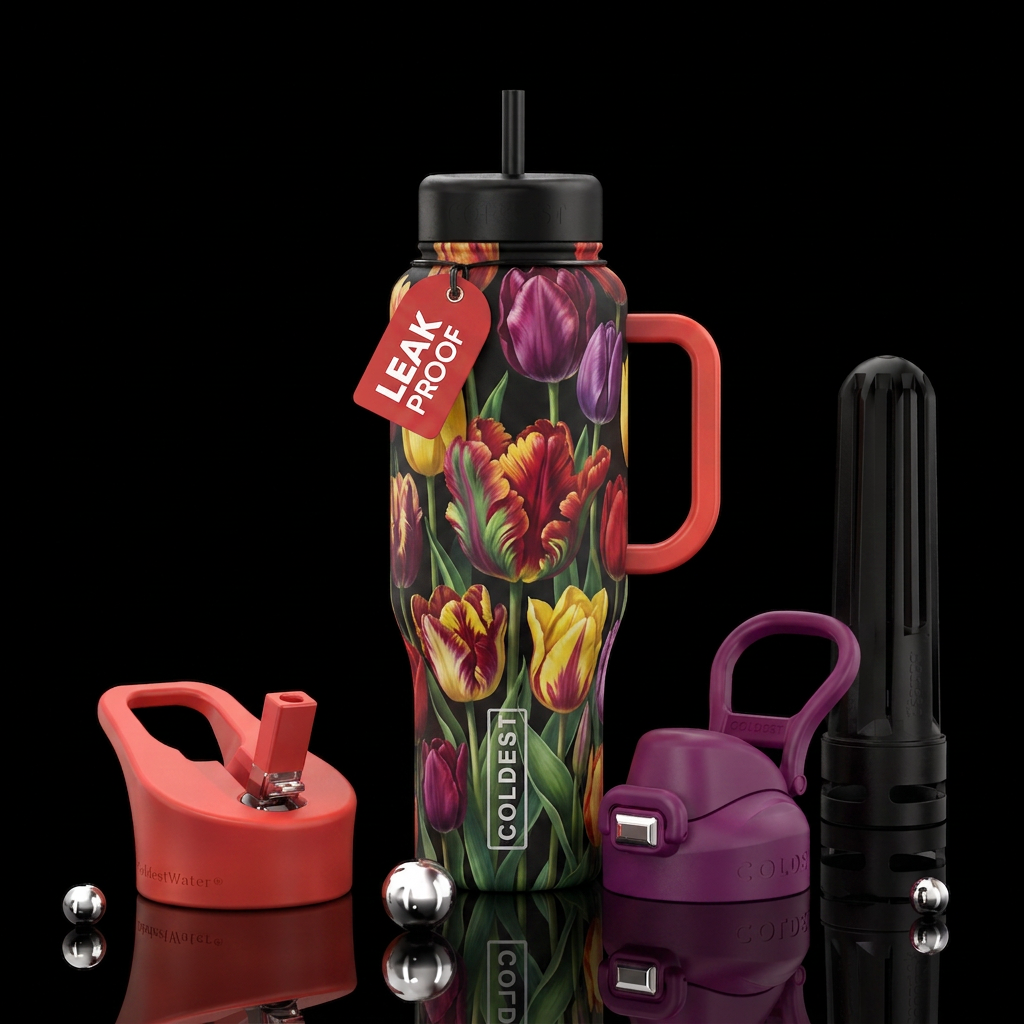 Tulips water bottle design