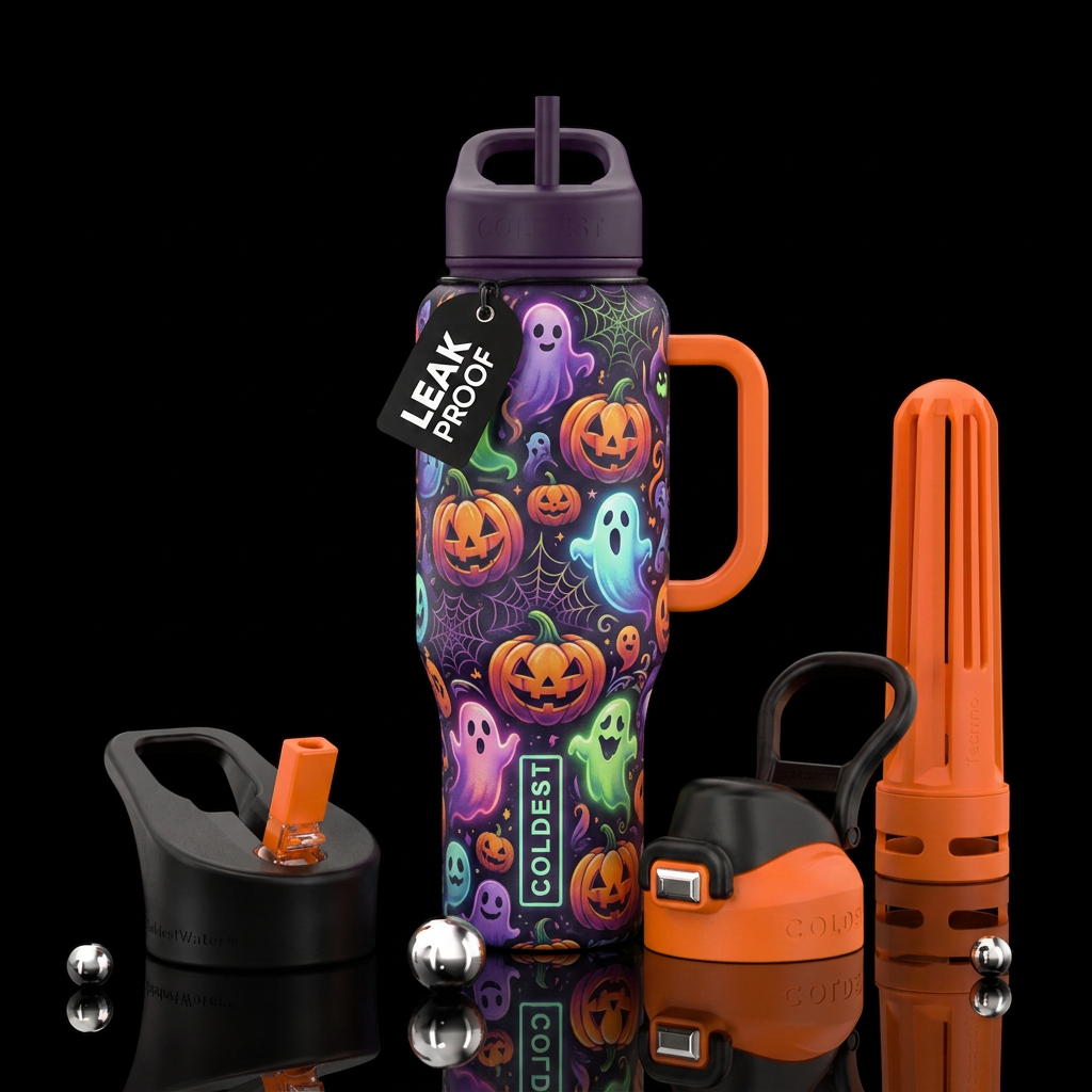 Glowie halloween water bottle design