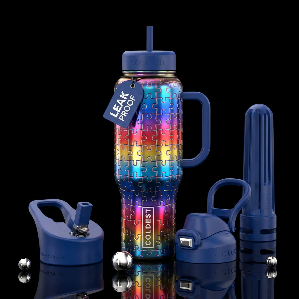 Autism awareness water bottle design