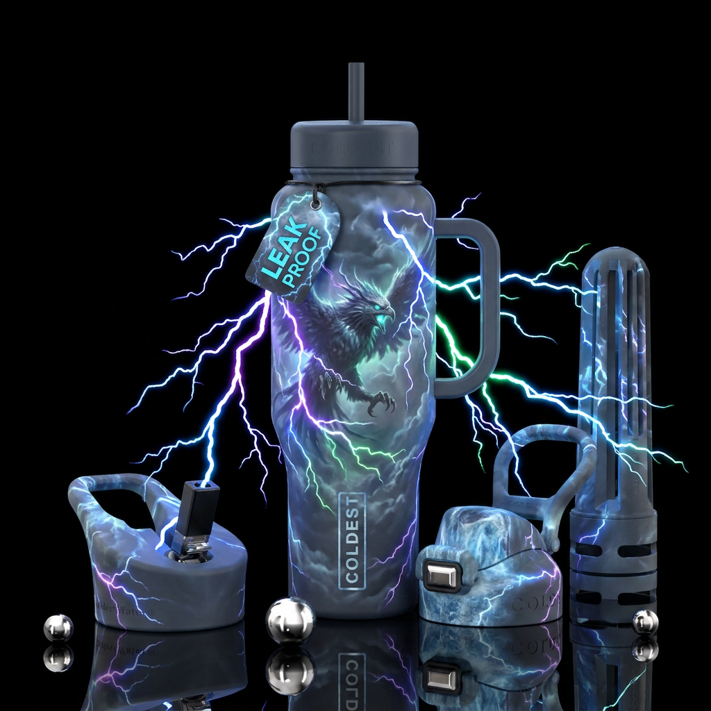 thunderstorm, mythical water bottle design