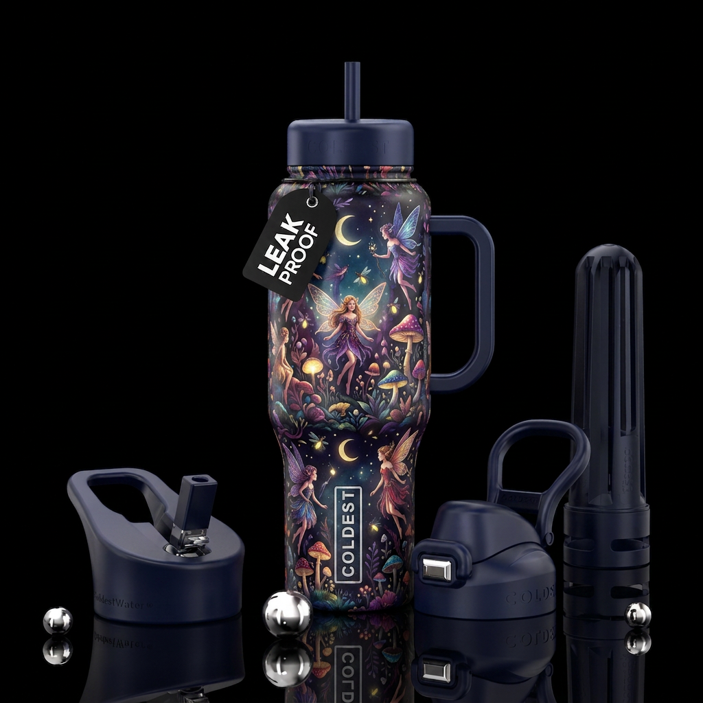 Nighttime fairies water bottle design