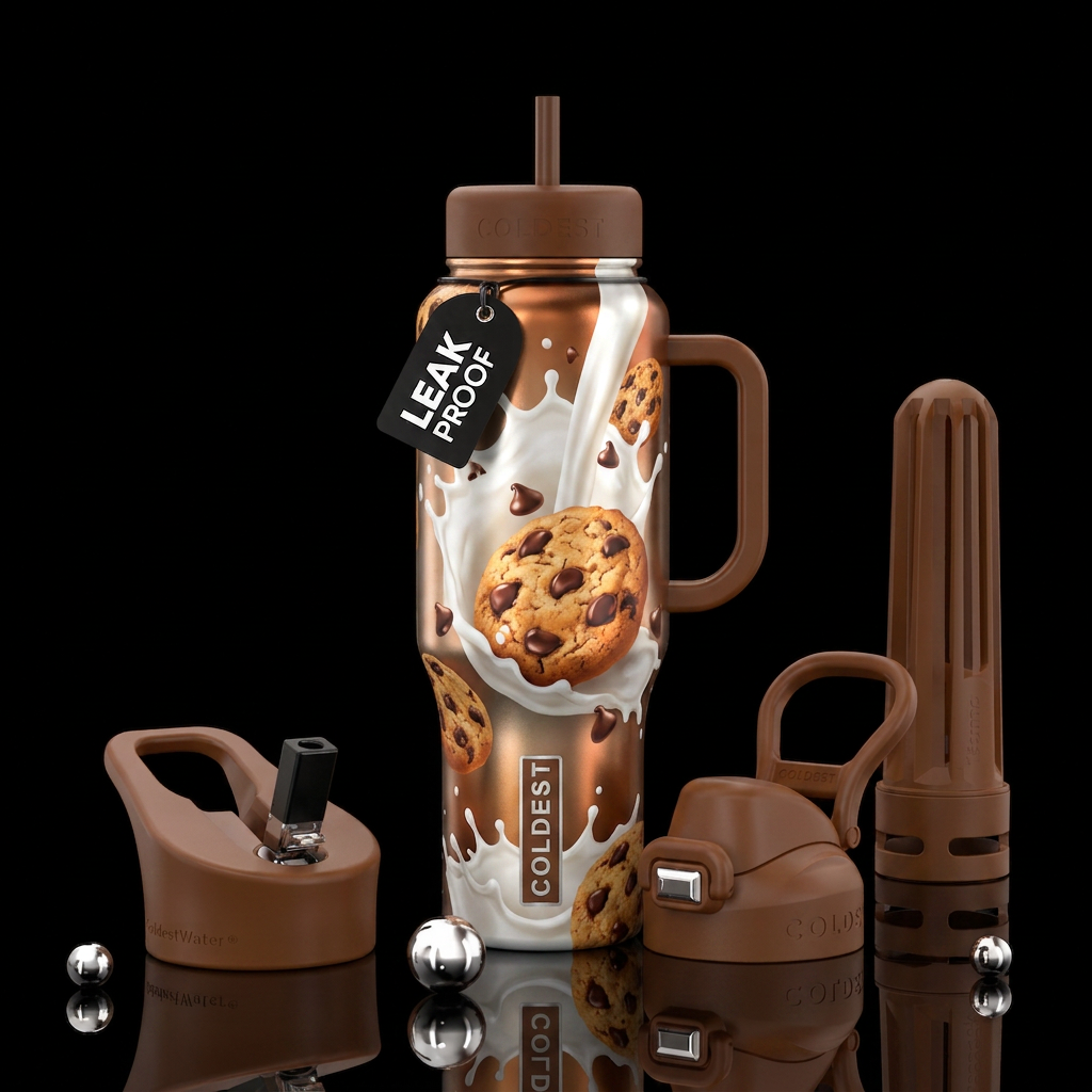 Milk and cookies water bottle design