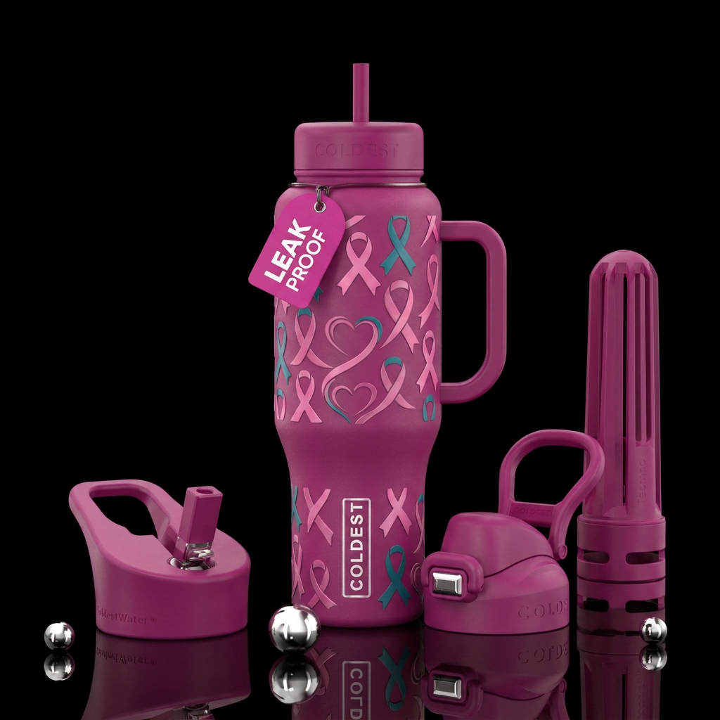 Womens health awareness water bottle design