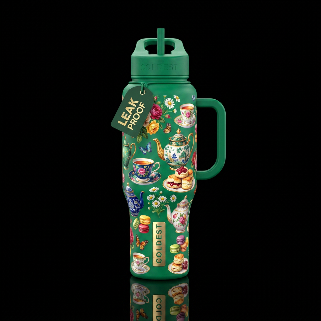 Tea time water bottle design