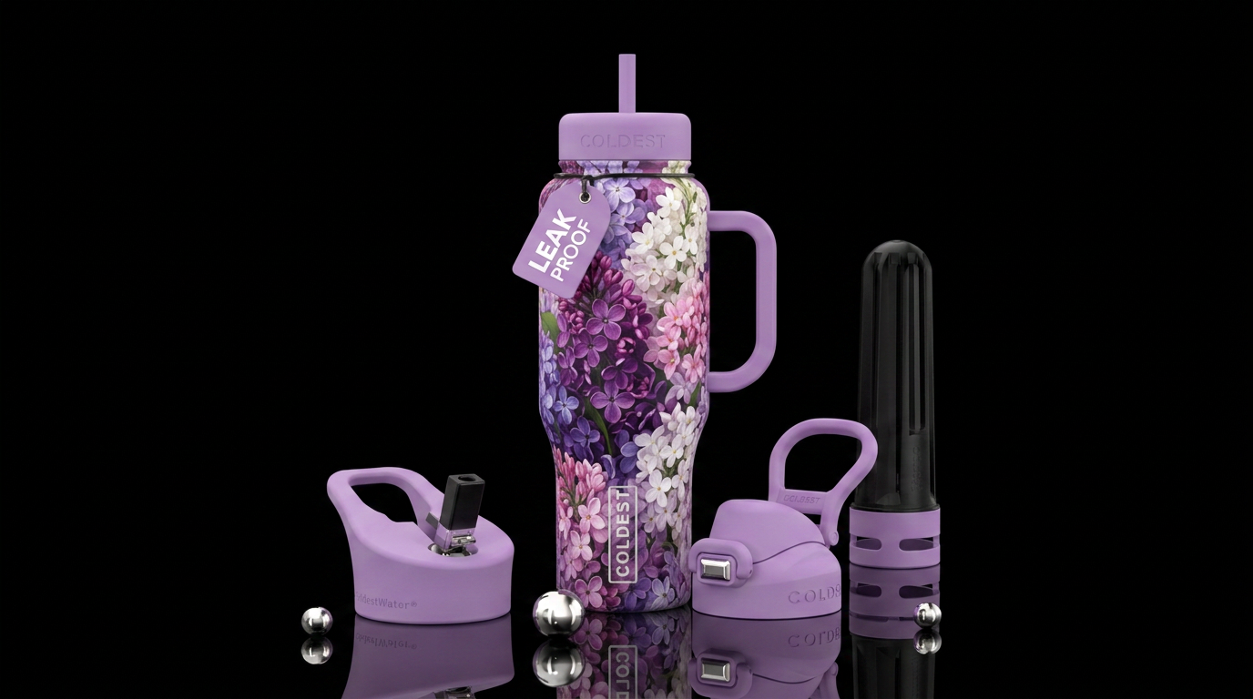 Lilacs water bottle design