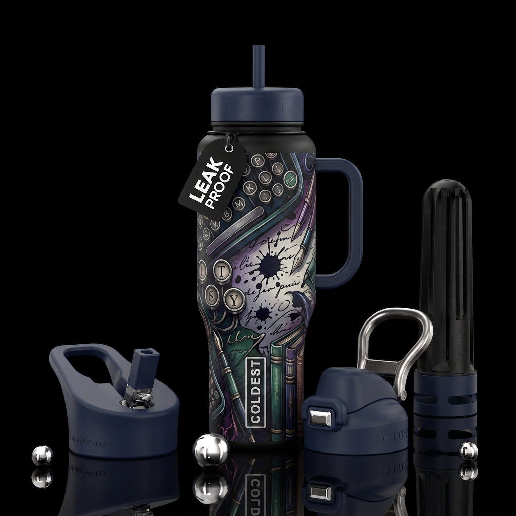 Something for writer with darker colors water bottle design