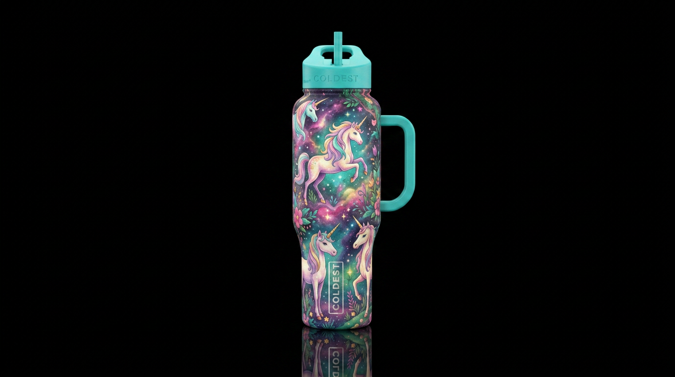Unicorns water bottle design