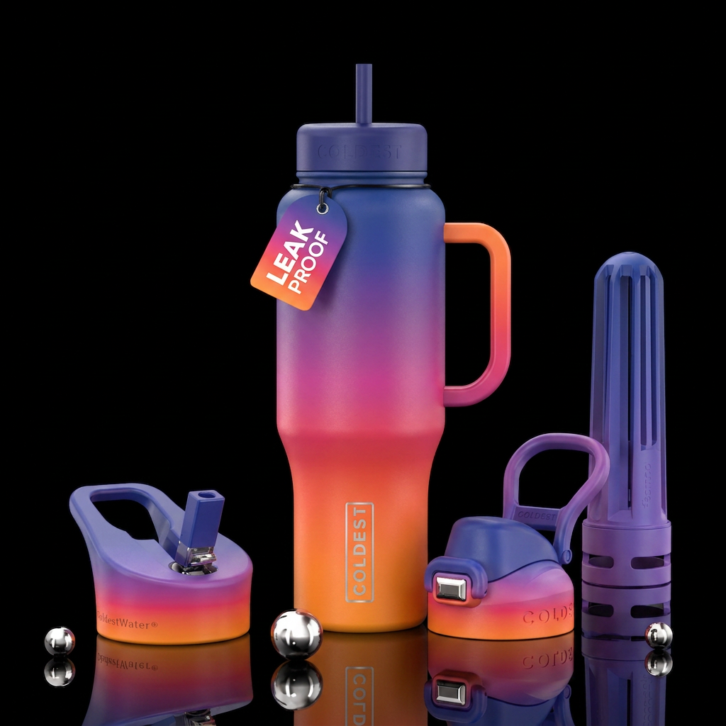 Gradient sunset water bottle design