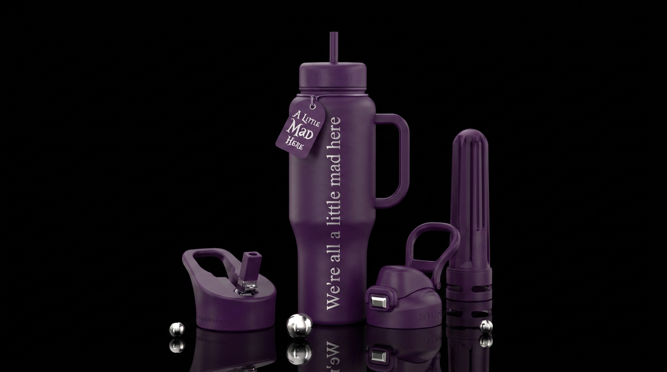 We're all a little mad here water bottle design