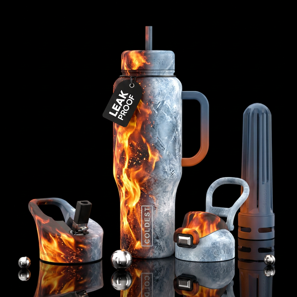 Fire and ice water bottle design