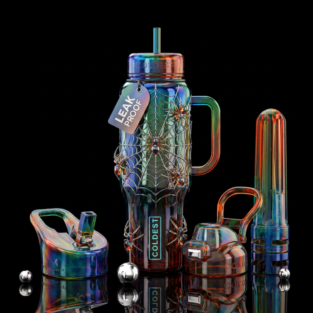 Glass spider water bottle design