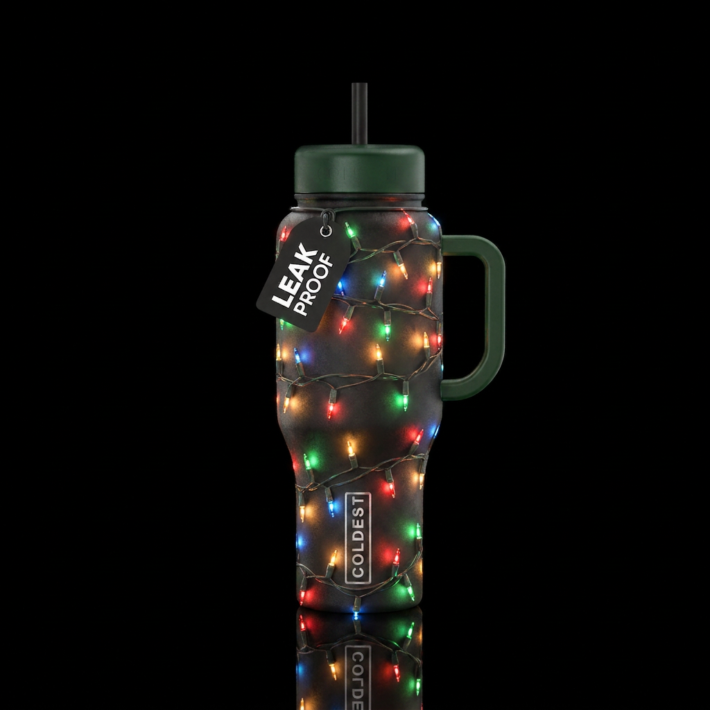 String of christmas lights, glowie water bottle design
