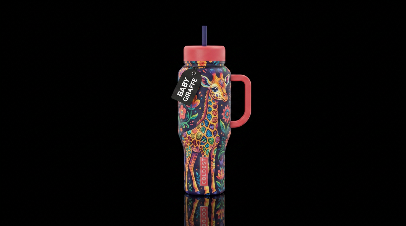 Baby giraffe water bottle design