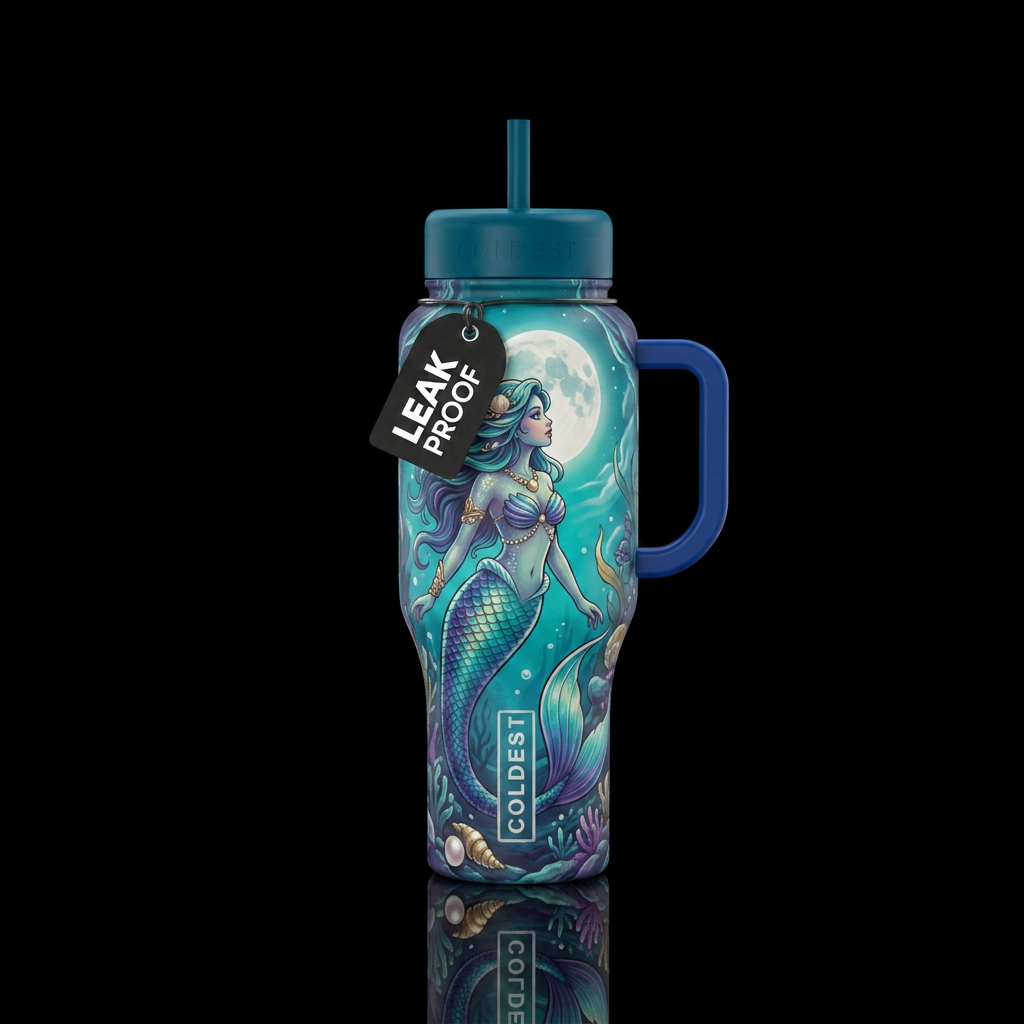 Moonlight mermaid water bottle design