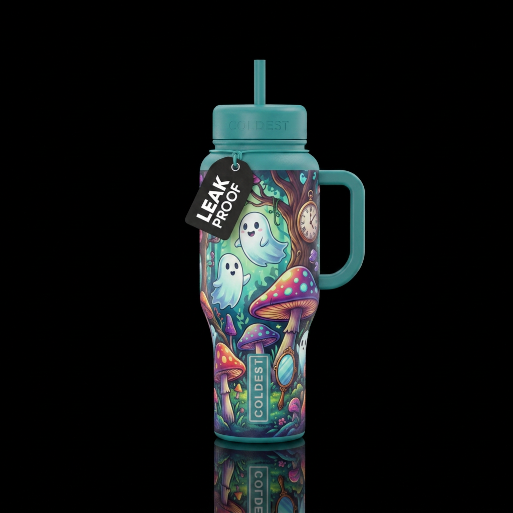 Ghosts in wonderland water bottle design