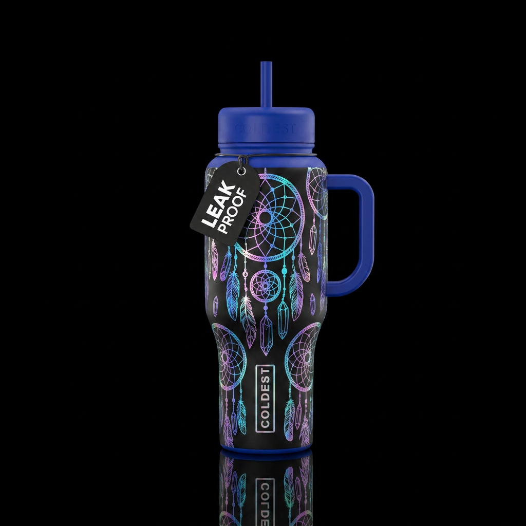 holographic different size and styles of dream cat... water bottle design