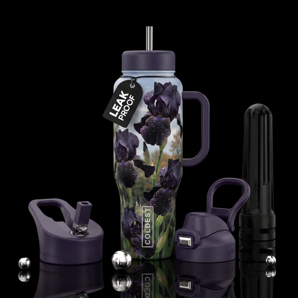 Rain kissed water bottle design