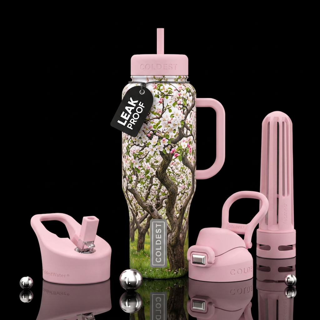 Apples in bloom water bottle design