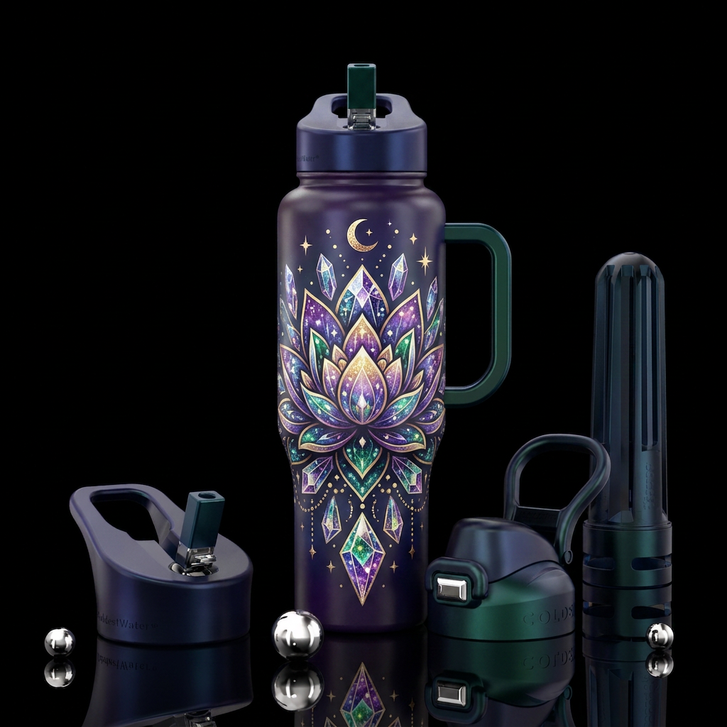 Crystal lotus water bottle design