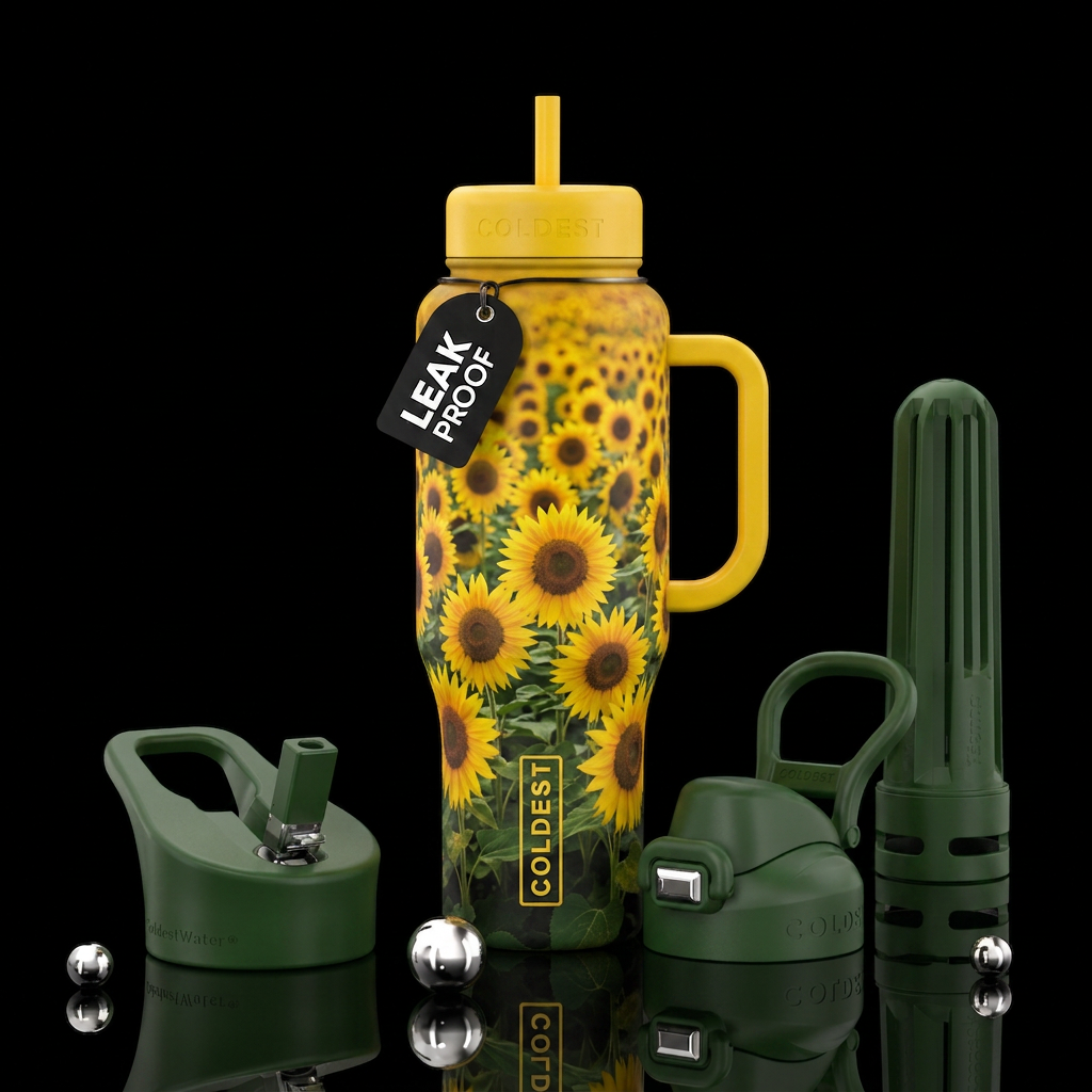 Field of sunflowers water bottle design