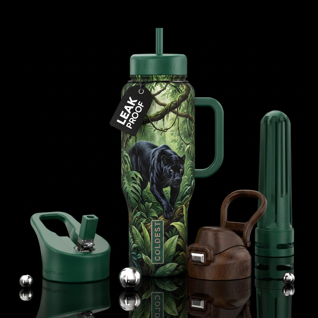 Jungle cat water bottle design