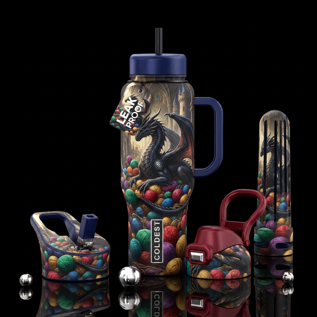 Yarn treasure water bottle design