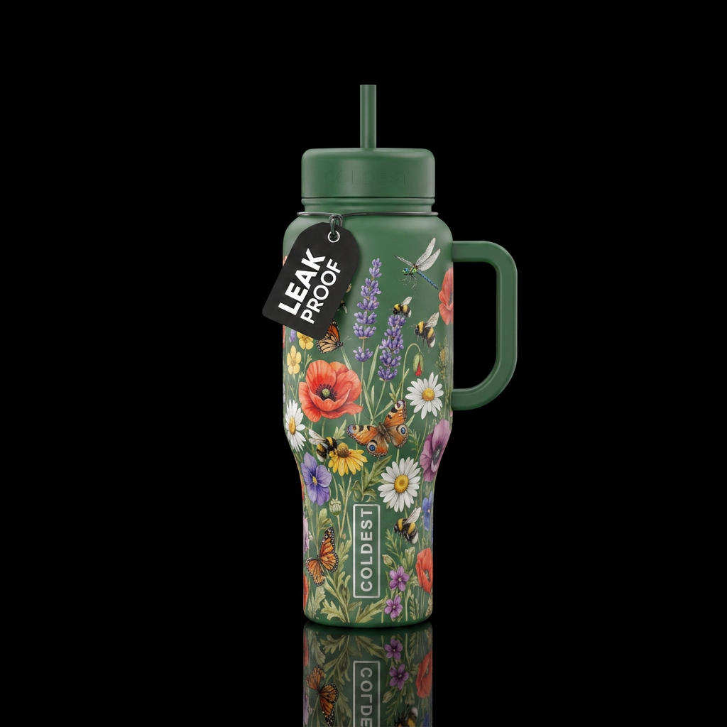 Wild Flower Field water bottle design