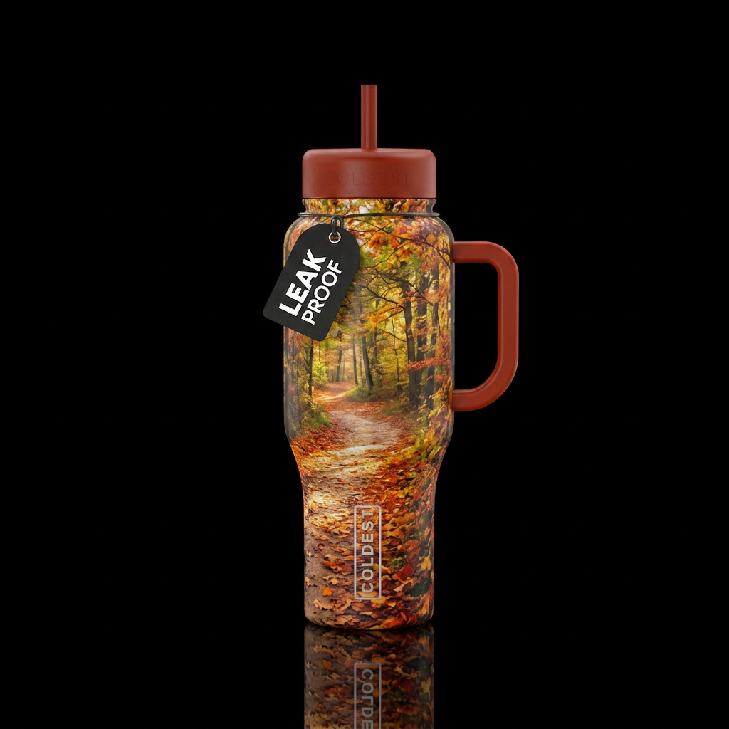 Nature trail on a crisp fall morning water bottle design