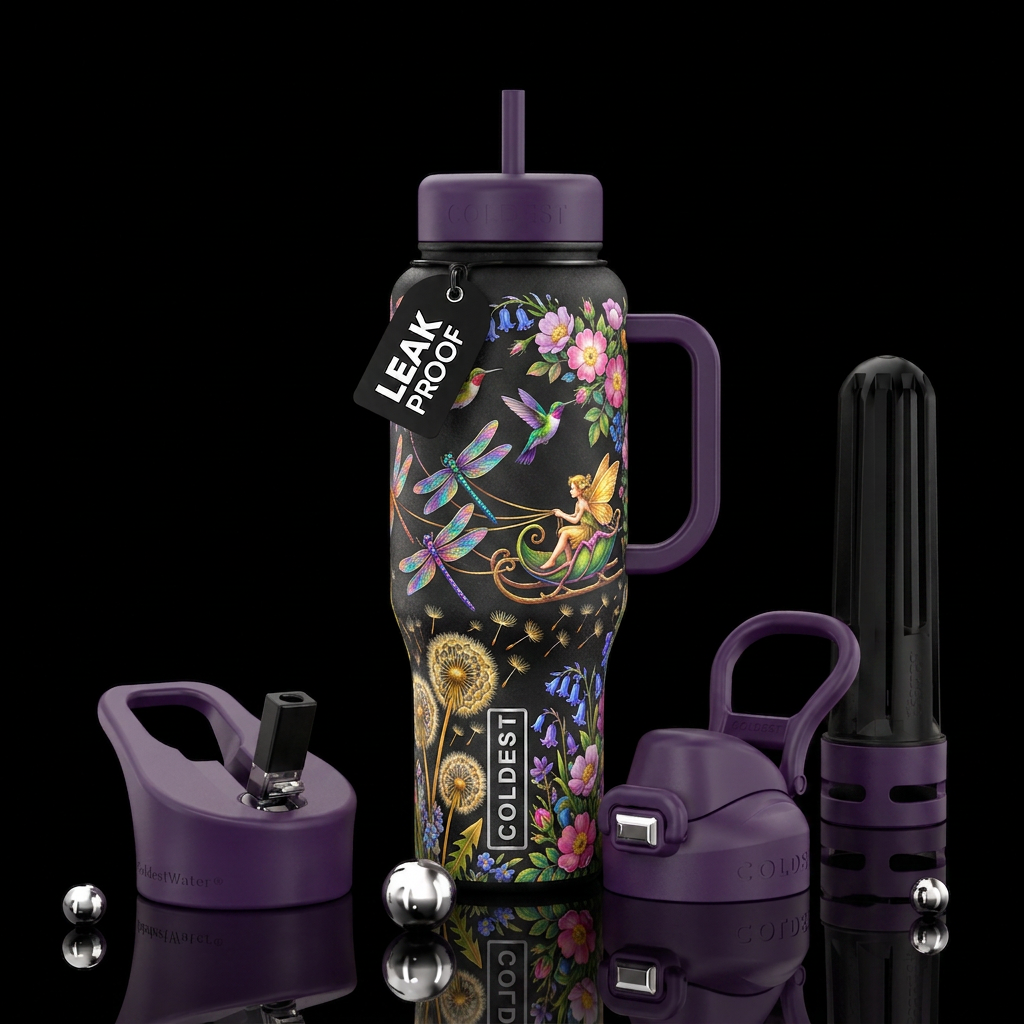 Fairy rides water bottle design
