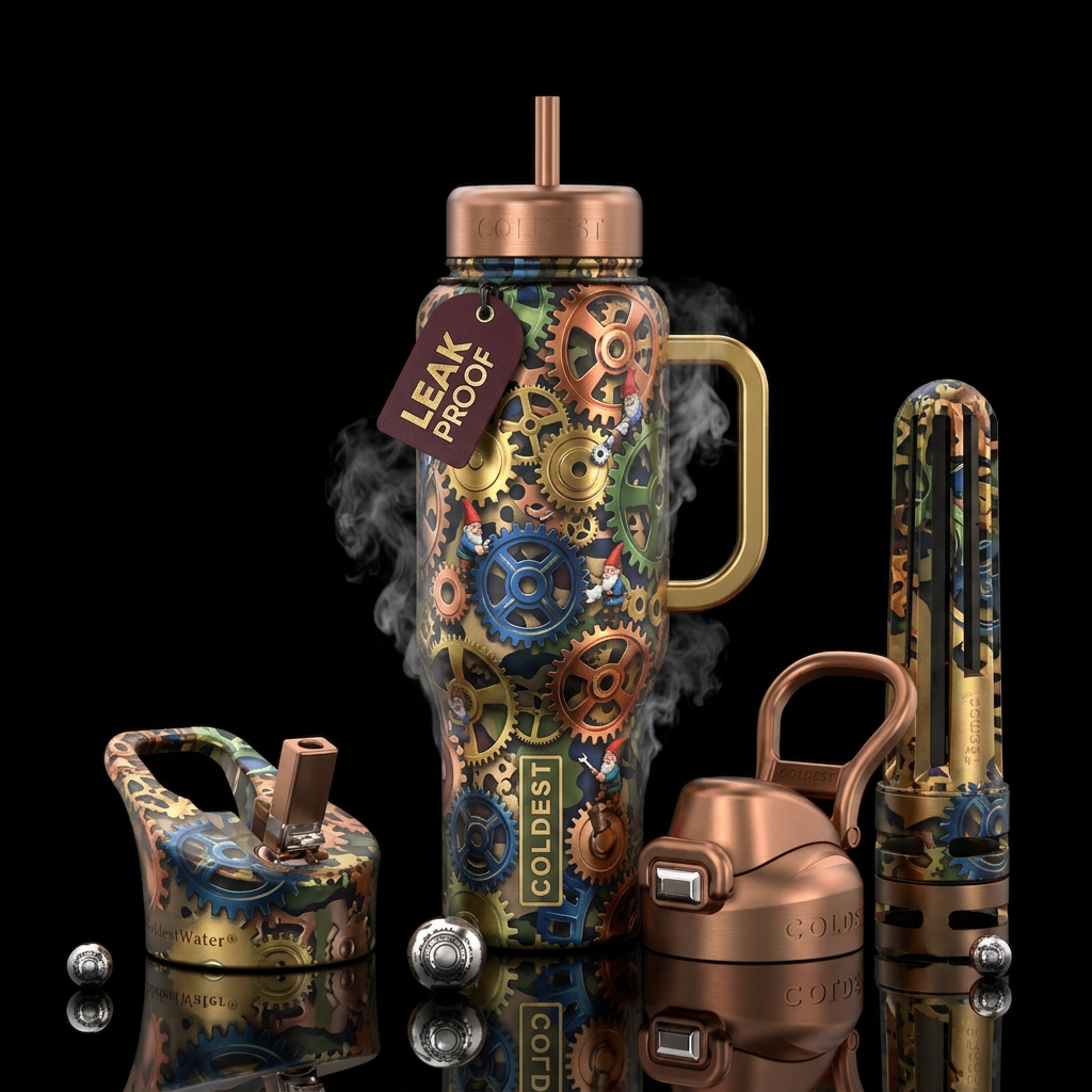 Metalling gnomes water bottle design