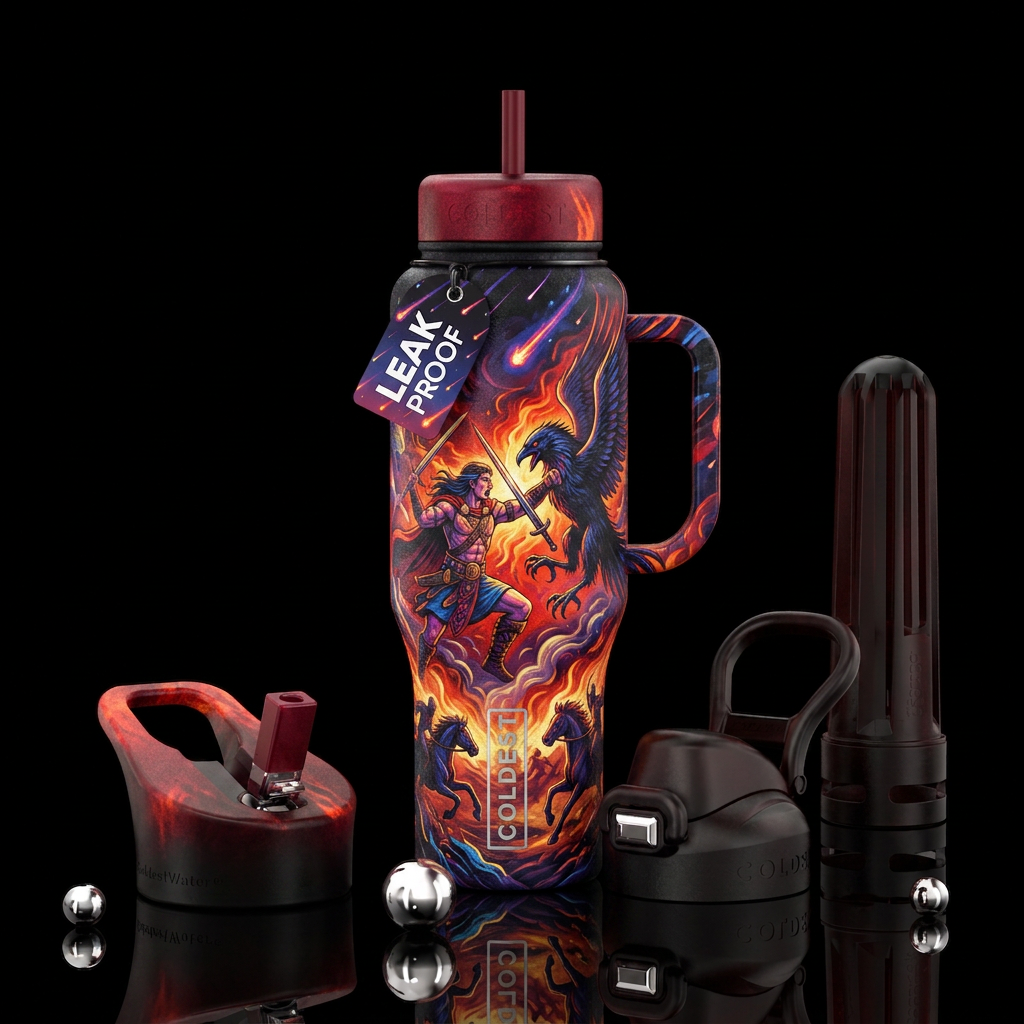 Cú Chulainn fighting the Mórrigan water bottle design