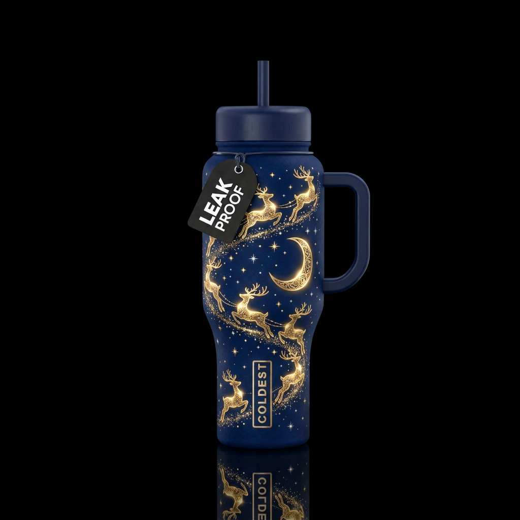 reindeer dance water bottle design
