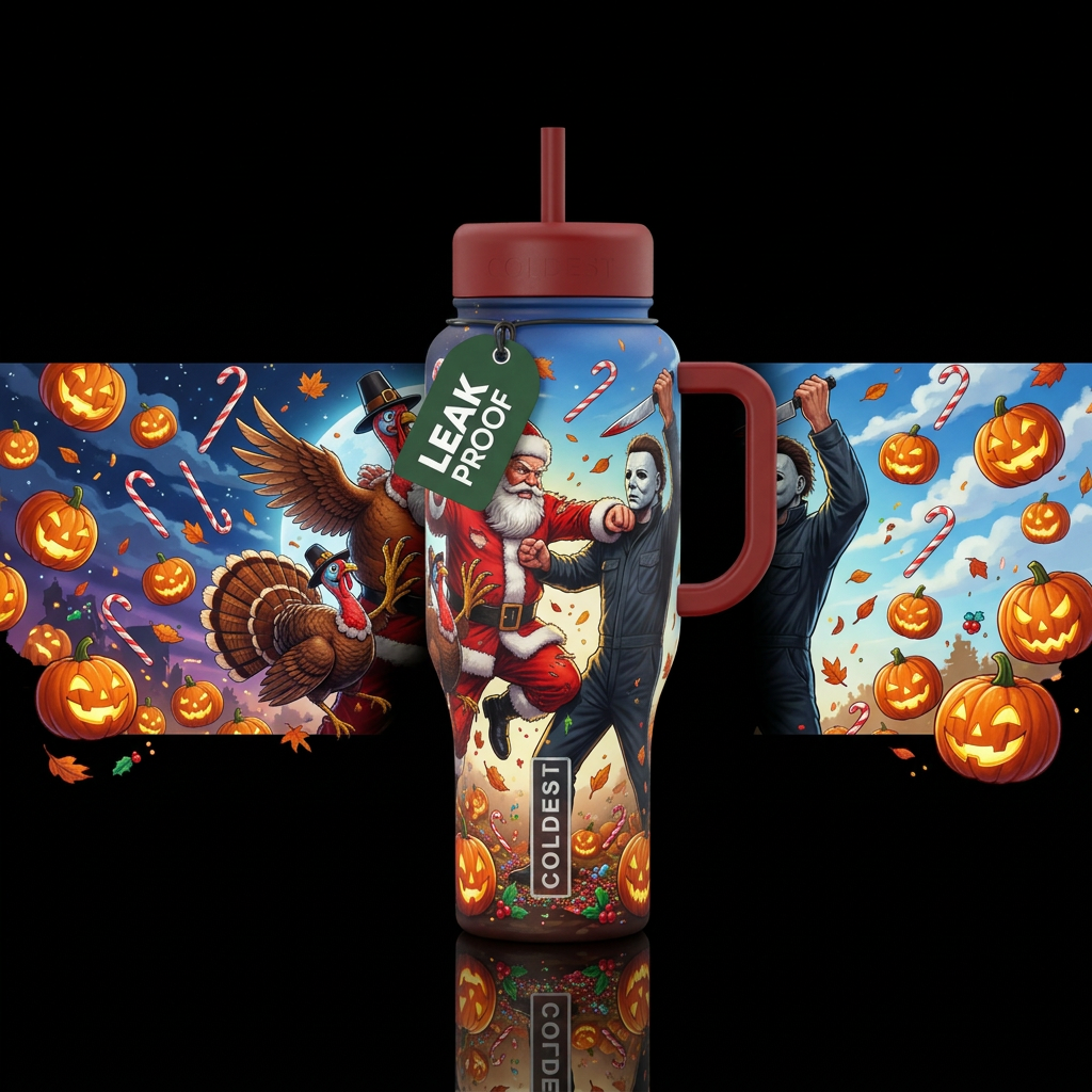 Three Way Holiday Brawl water bottle design