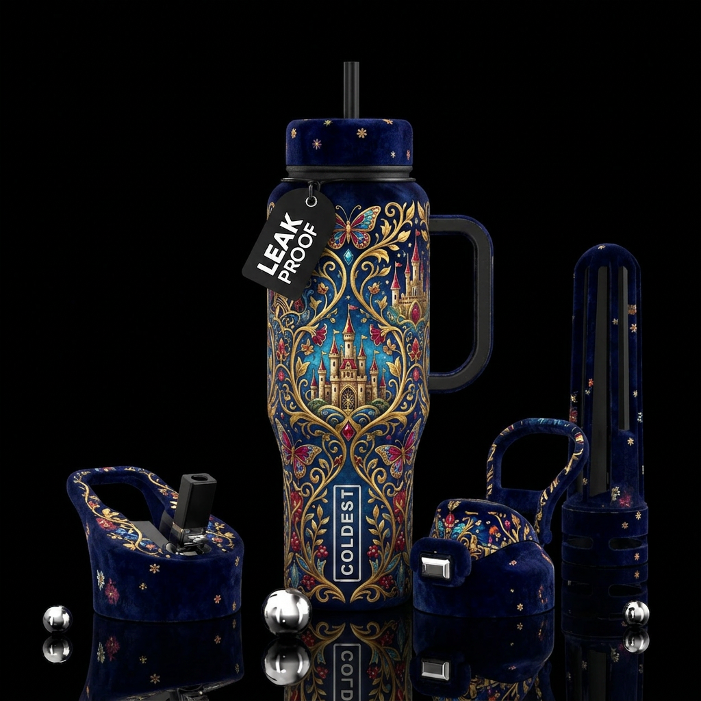 high fashion, luxurious, fairy tale water bottle design