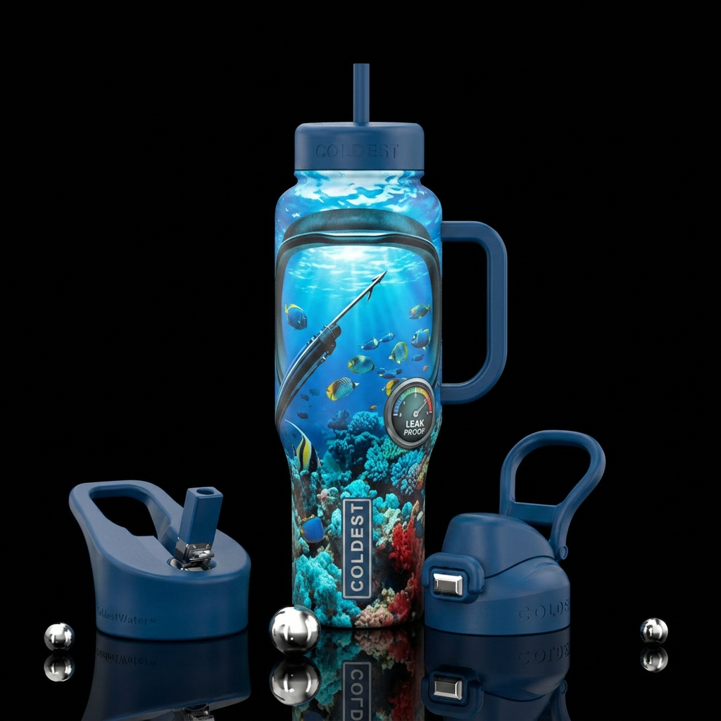 Spear Fishing water bottle design