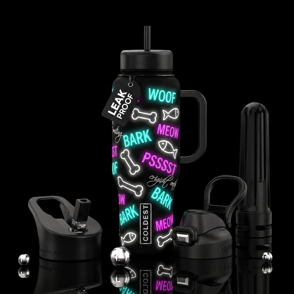 Glowie Dog & Cat!!! water bottle design