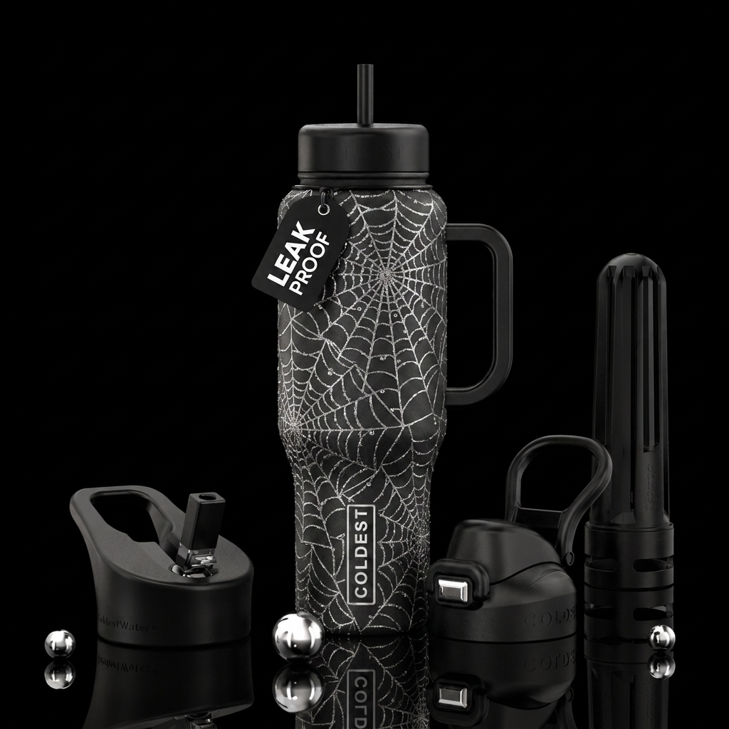 Glittering Webs water bottle design