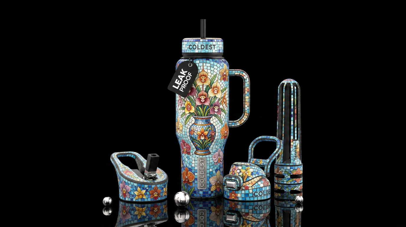 Boquet Of Orchids water bottle design