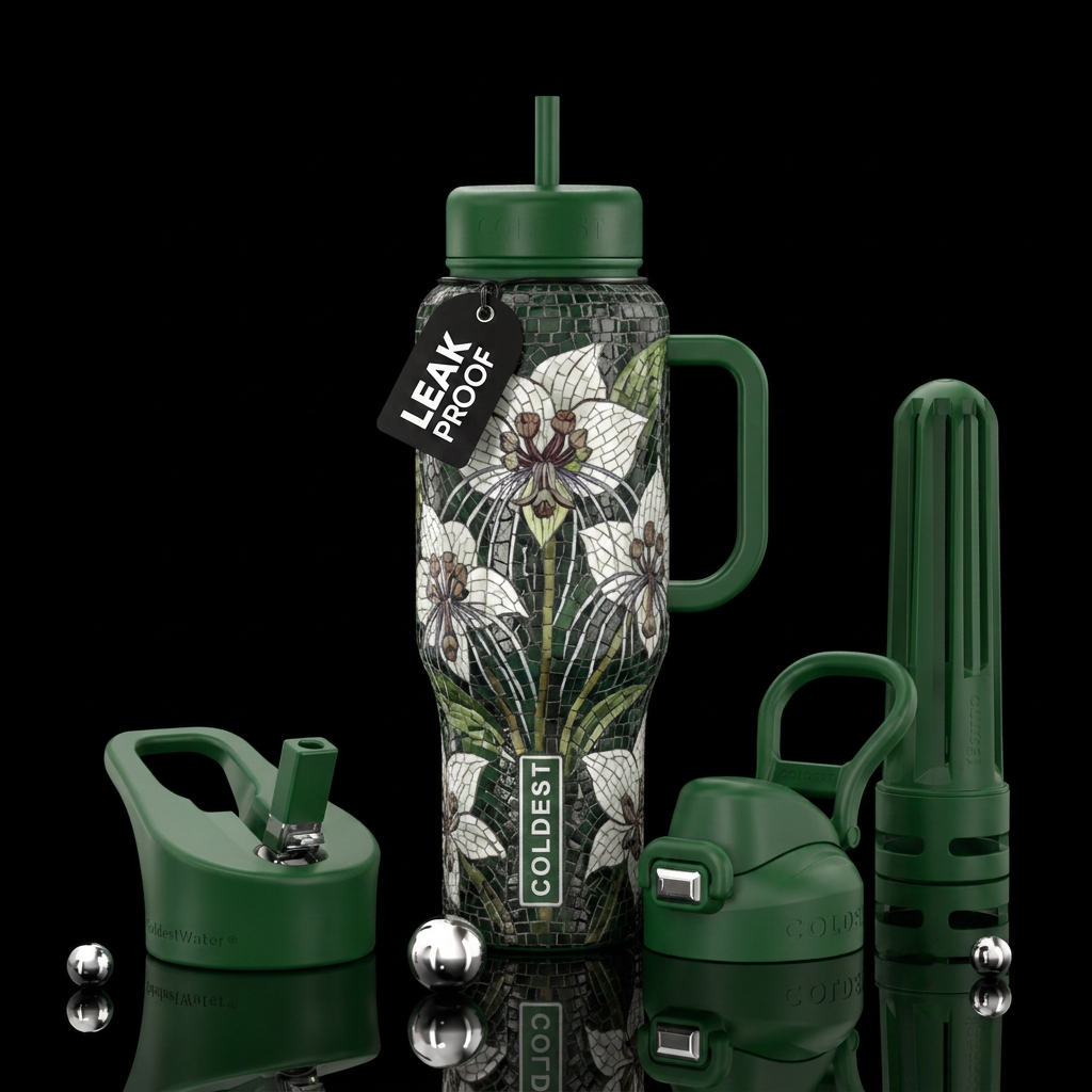 Bat Flowers water bottle design