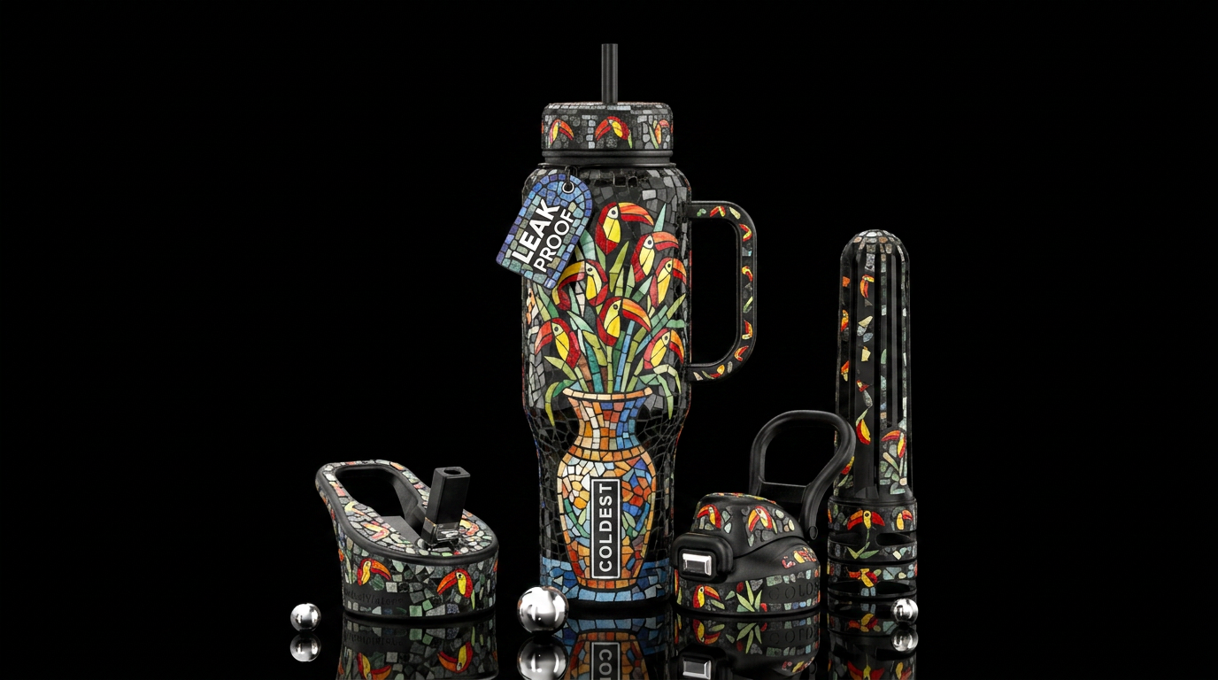 Bouquet Of Parrot's Beak water bottle design