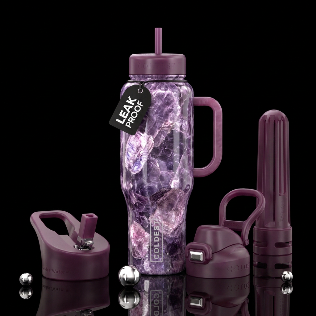 lepidolite water bottle design