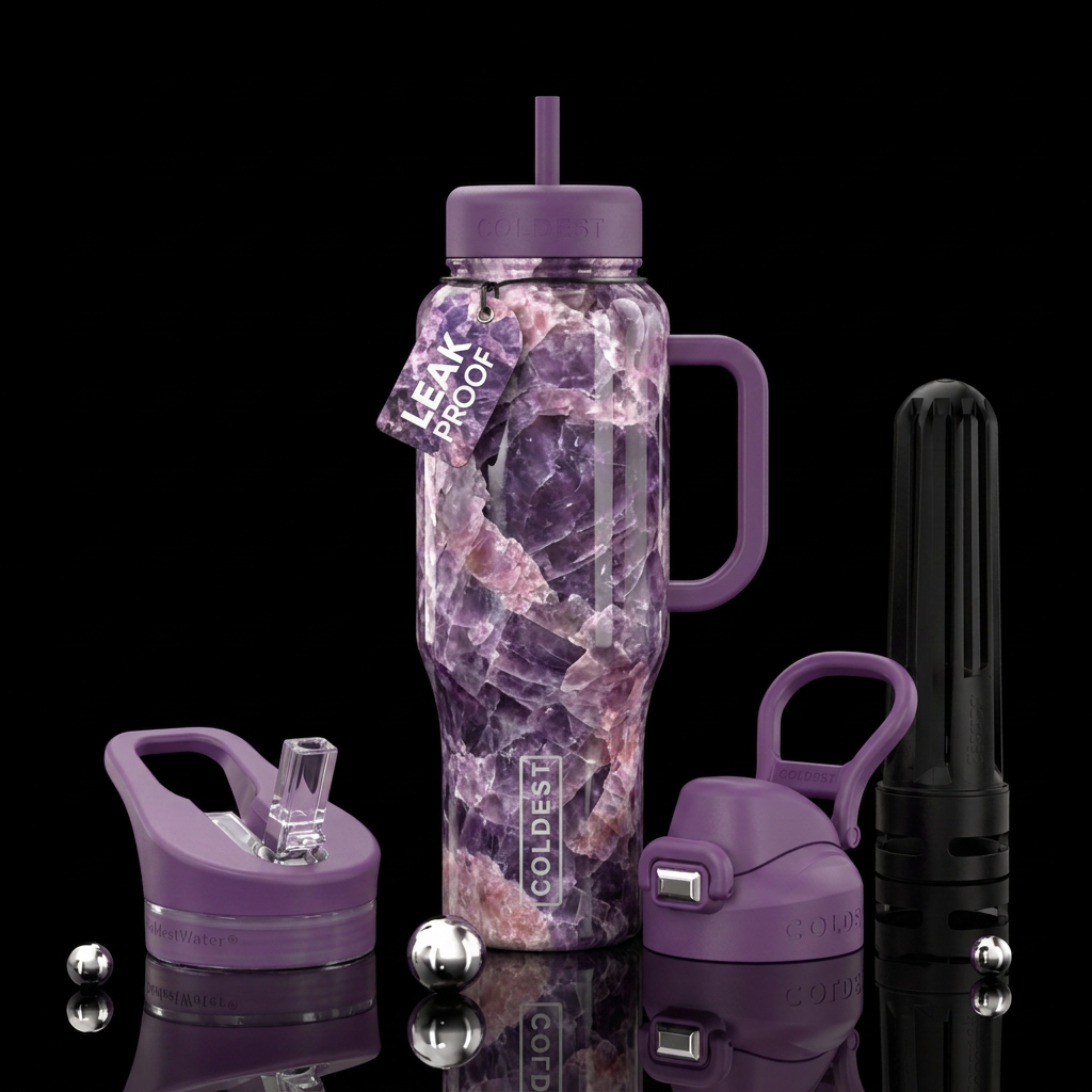 lepidolite water bottle design